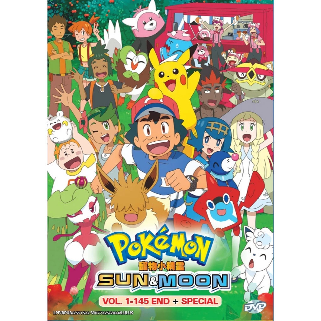Complete Anime DVD Set: Pokemon Sun & Moon Vol.1-145 with Special Bonus Included