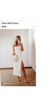 Show Me Your Mumu Eden Midi Dress in White Stretch S Small Lined Bridesmaid Wedd