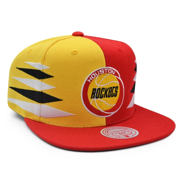 Chapéu Snapback NBA Houston Rockets Mitchell & Ness Corte Diamante = Vermelho/Amarelo - Imagem 3 de 4
