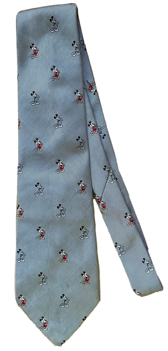 1970s 1980s DISNEY MICKEY MOUSE GRAY SEERSUCKER NECK TIE BALANCINE