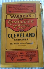 RARA mappa indicizzata completa di Wagner 1921 di Cleveland & Suburbs Union News Co
