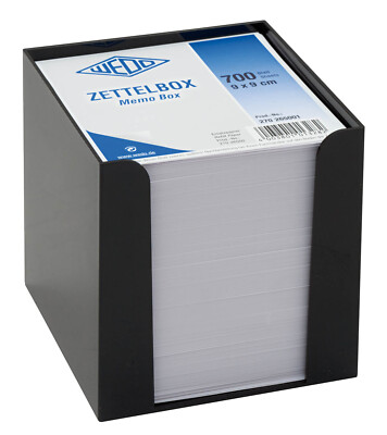 WEDO Notizzettelbox Memo Box Kunststoff gefüllt 700 Blatt Schwarz