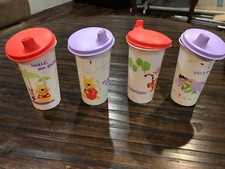 Tupperware Winnie the Pooh tumblers with sippy lids
