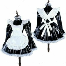 Black PVC lockable Sissy Maid Dress cosplay costume Tailor-made