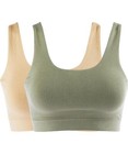 Rhonda Shear 2-pack Seamless Ribbed ForeverStretch Ahh Bra BeigeLichen