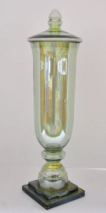 Uttermost Gilli 绿色玻璃药剂师令人惊叹的 21 英寸药剂师带盖全新 WT — 第 4/4 张图片