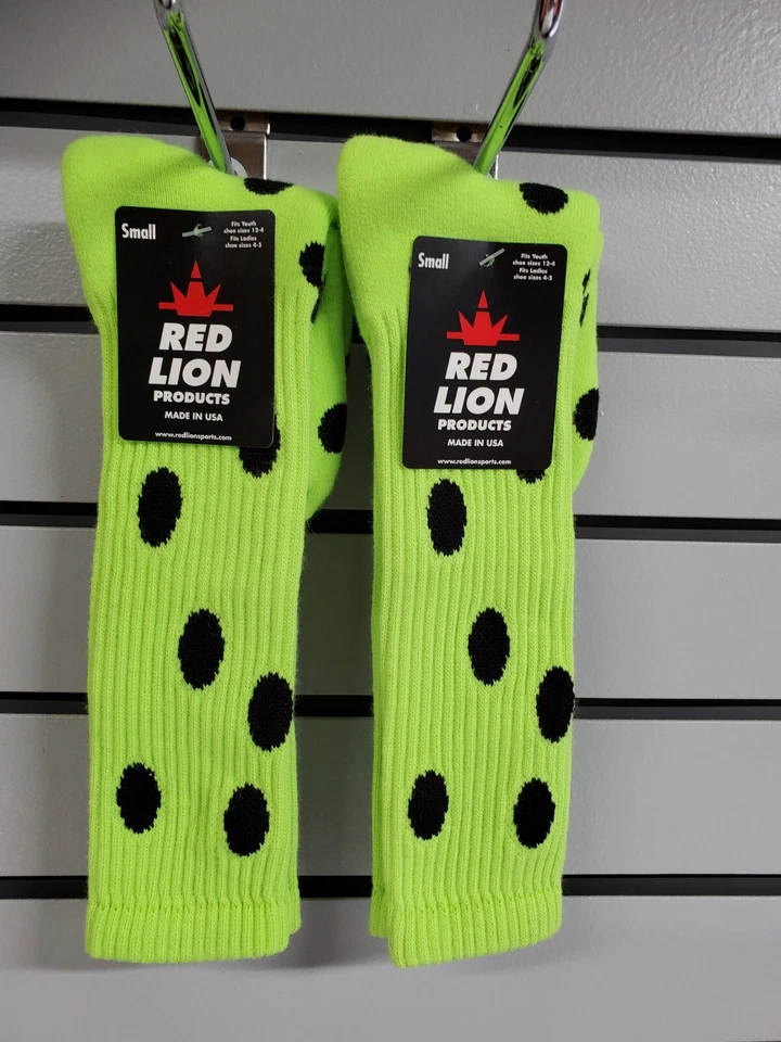 Meias esportivas de softbol amarelo neon com pontos pretos leão vermelho beisebol 1 pr unissex pequeno - Imagem 3 de 4