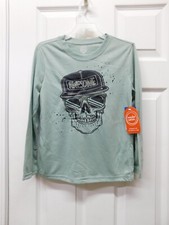Wonder Nation Boys Long Sleeve Shirt- Millieu Green Skull -Medium 8 -NWT