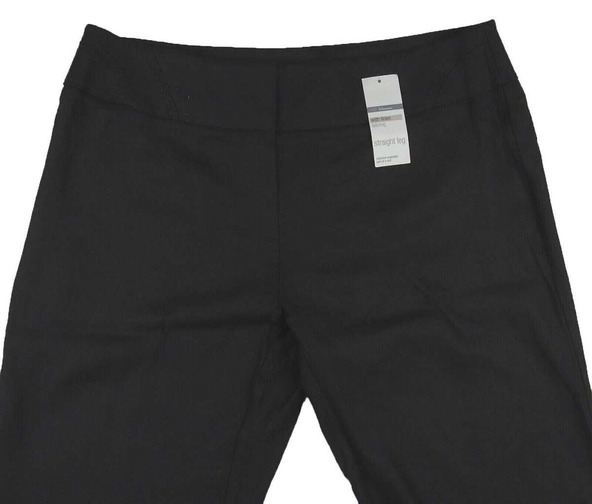 M\u0026S Womens Marks and Spencer Black Linen Straight Trousers Size 10 Medium  Petite | eBay UK