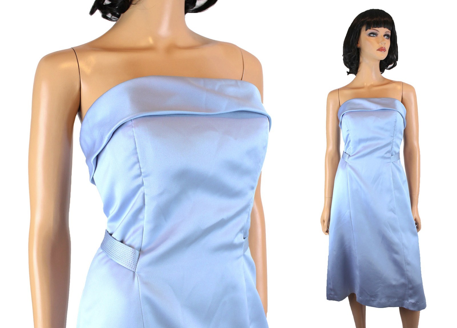Vera Wang Bridesmaid Dress Sz 8 M Strapless Light Blue Satin Formal Prom Gown Vera Wang Bridesmaid Dress Sz 8 M Strapless Light Blue Satin Formal Prom Gown