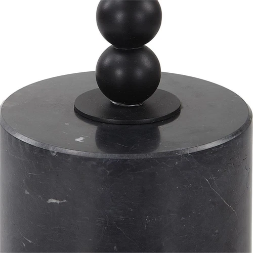 Uttermost Bead Contemporary Marble and Iron Metal Drink Table in Black - Picture 3 of 5