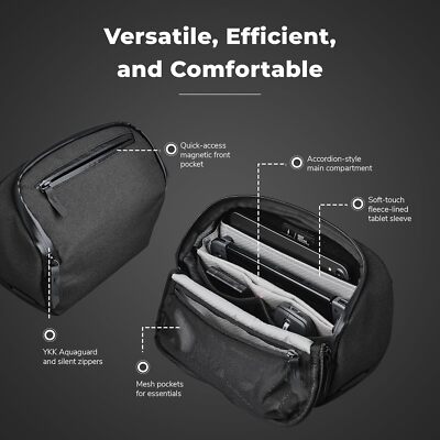 ALPAKA Vertex Pouch - All-in-One Sling Bag, Tech Pouch, en Desk Caddy - Past op een iPad Mini, hoofdtelefoon en meer, Zwart Rx36, One Size