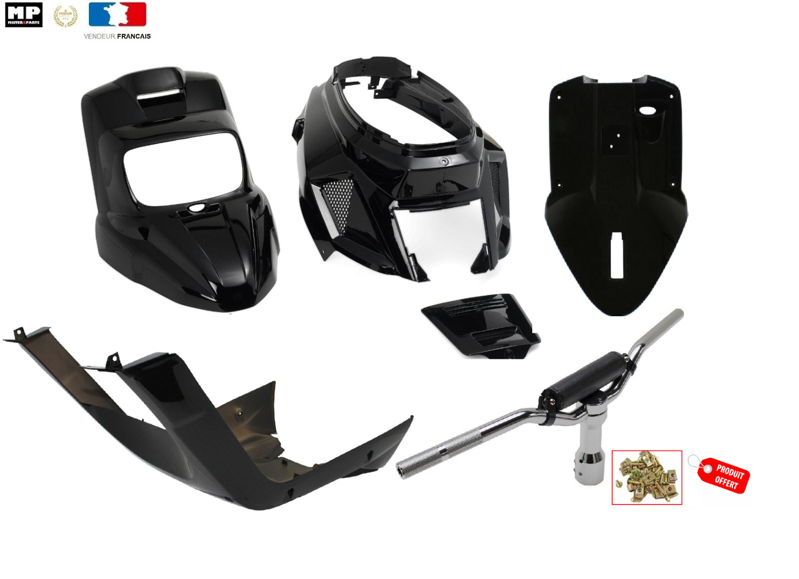 Carénage guidon Booster Spirit noir brillant finition premium moulage injection précise