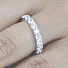 3MM Full Eternity CZ Ring Guard 925 Sterling Silver Wedding Band Size 3-15 S9436