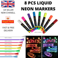 8x Liquid Chalk Markers Pens For AD Blackboard Black Signs Chalk Board LED Glass