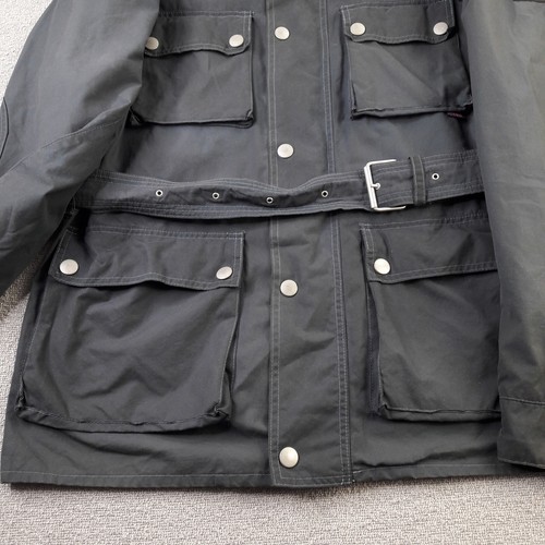 Belstaff Jacket Mens Extra Large Charcoal Wax Cotton Gold Label Biker Belted - Picture 4 of 18