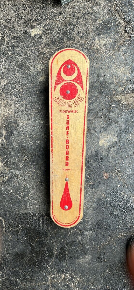 Vtg 1960's ZIPEES Wood Sidewalk Surfboard Skateboard Olympic Vtg 1960's ZIPEES Wood Sidewalk Surfboard Skateboard Olympic