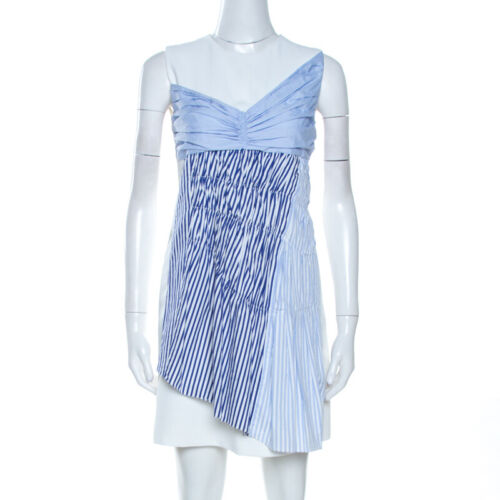 Victoria Victoria Beckham White Paneled Cotton Overlay Mini Dress S - Picture 1 of 6
