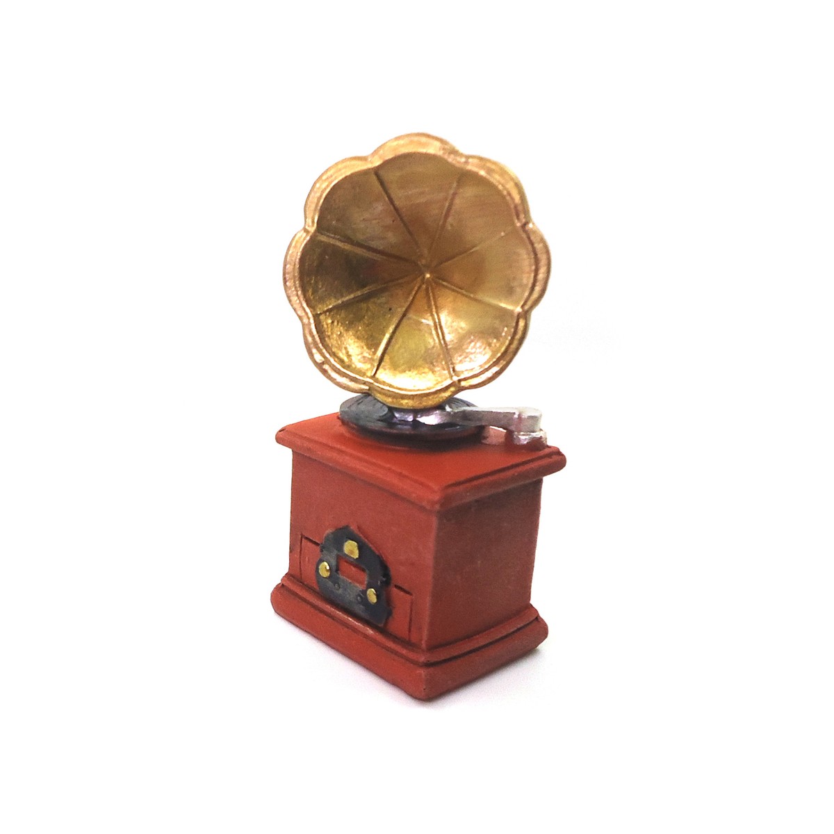 LOGOFUN Mini Vintage Phonograph With Sound – Retro Dollhouse Miniature With Cabinet