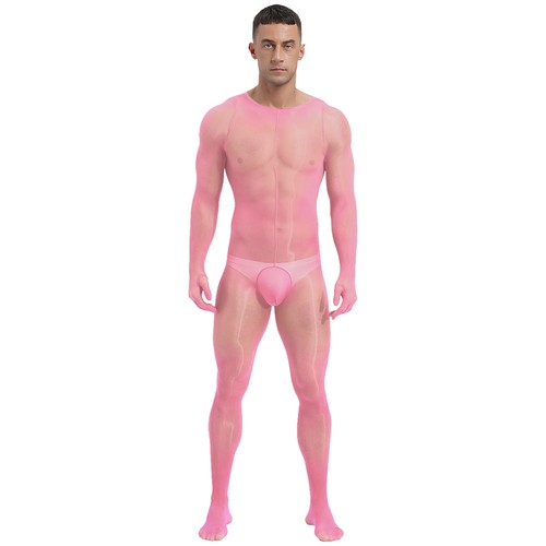 Sissy Hombre Extra Grande Brillante Bodystocking con Guantes Mono Transparente - Imagen 152 de 176