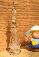 Small GILDED GOLD Blown ART GLASS perfume bottle with stopper dabber