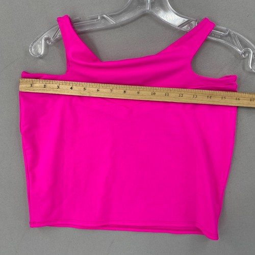 NWT Dolls Kill Club Exx Crop Halter Tank Top Womens Medium Hot Pink Stretch Rave - Picture 5 of 9
