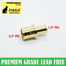 30 PC PREMIUM GRADE 1/2" X 3/4" PEX COUPLING  - BRASS CRIMP FITTINGS (LEAD-FREE)