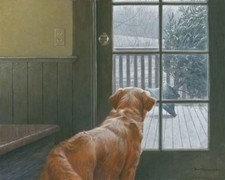 Robert BATEMAN Observing Christmas Limited Giclee Canvas art Golden Retriever 