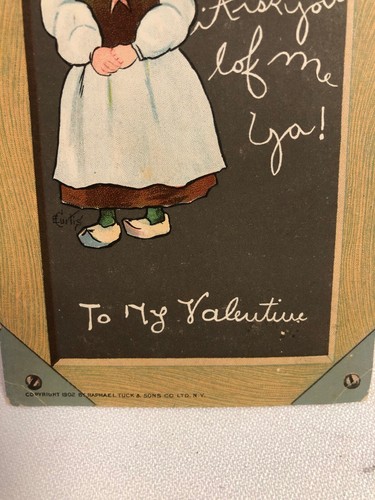 Dutch Girl /Chalkboard 1902 Valentine Post Card E Curtis ~ Raphael Tuck ~ PC21 - Picture 3 of 8