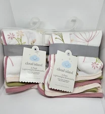 Cloud Island 12Pack Lightweight Washcloths Prairie Floral Girls Infant Baby Bath