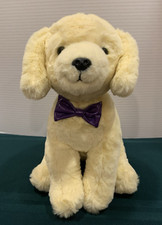 2022 FAO Schwarz 11" Golden Labrador Retriever Puppy Dog Plush with Purple Bow