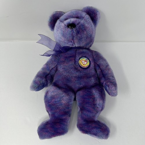 TY 2001 Beanie Babies Clubby IV Bear Official Club Blue Purple Tie Dye 14 inches - Picture 9 of 24