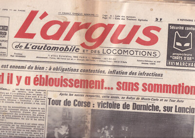 L'ARGUS N°2648 TOUR CORSE & DARNICHE - LANCIA / MERCEDES 1961 à 80 / HONDA CB650