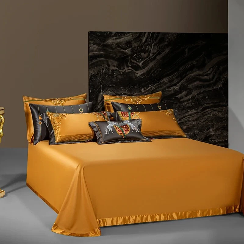 Majestic Juego de Funda Nórdica Ropa de Cama de Algodón Jacquard Dorado Gama Alta Gama Foto 3 de 4