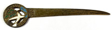 1970 seven inch brass LETTER OPENER ~ Terra Sancta Guild Israel ~ Peace Dove