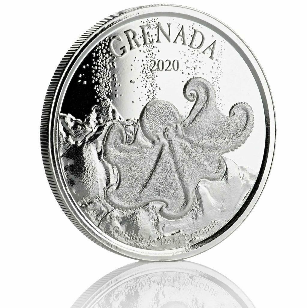 2020 1 oz .999 Silver Coin - Grenada Octopus Volcano - BU