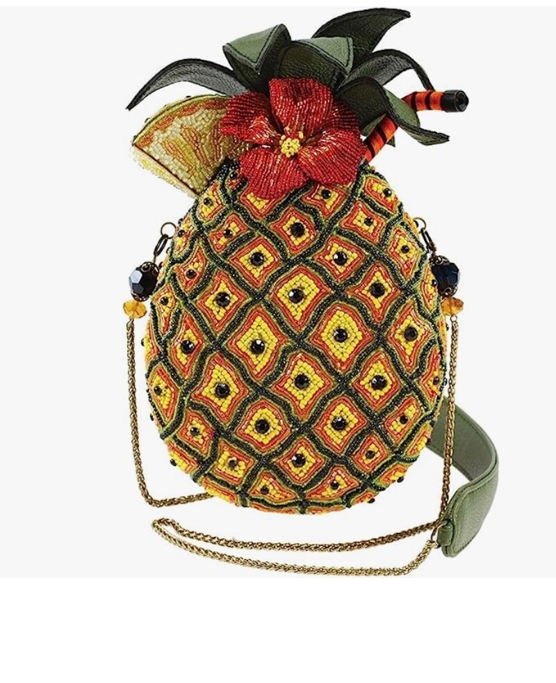 Mary Frances Fun in the Sun Beaded Pineapple Drink Novelty Handbag