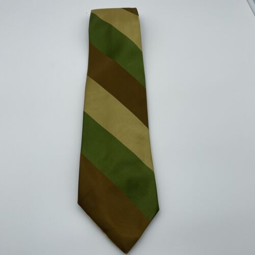 Vintage Mens Wembley Wemlon Neck Tie Wide 70s Green Brown Gold Groovy Disco