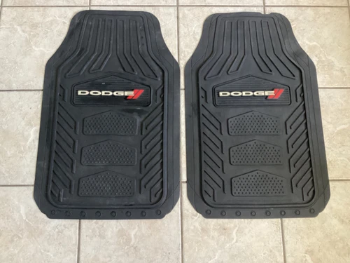 DODGE LOGO Front Floor Mats Rubber All Weather Factory Liners Black Red