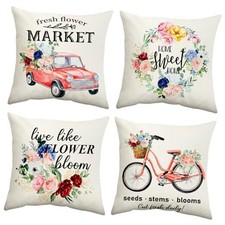 Floral Pillow Covers 18x18 Set of 4 Farmhouse 18" x 18" Pack of 4 Spring
