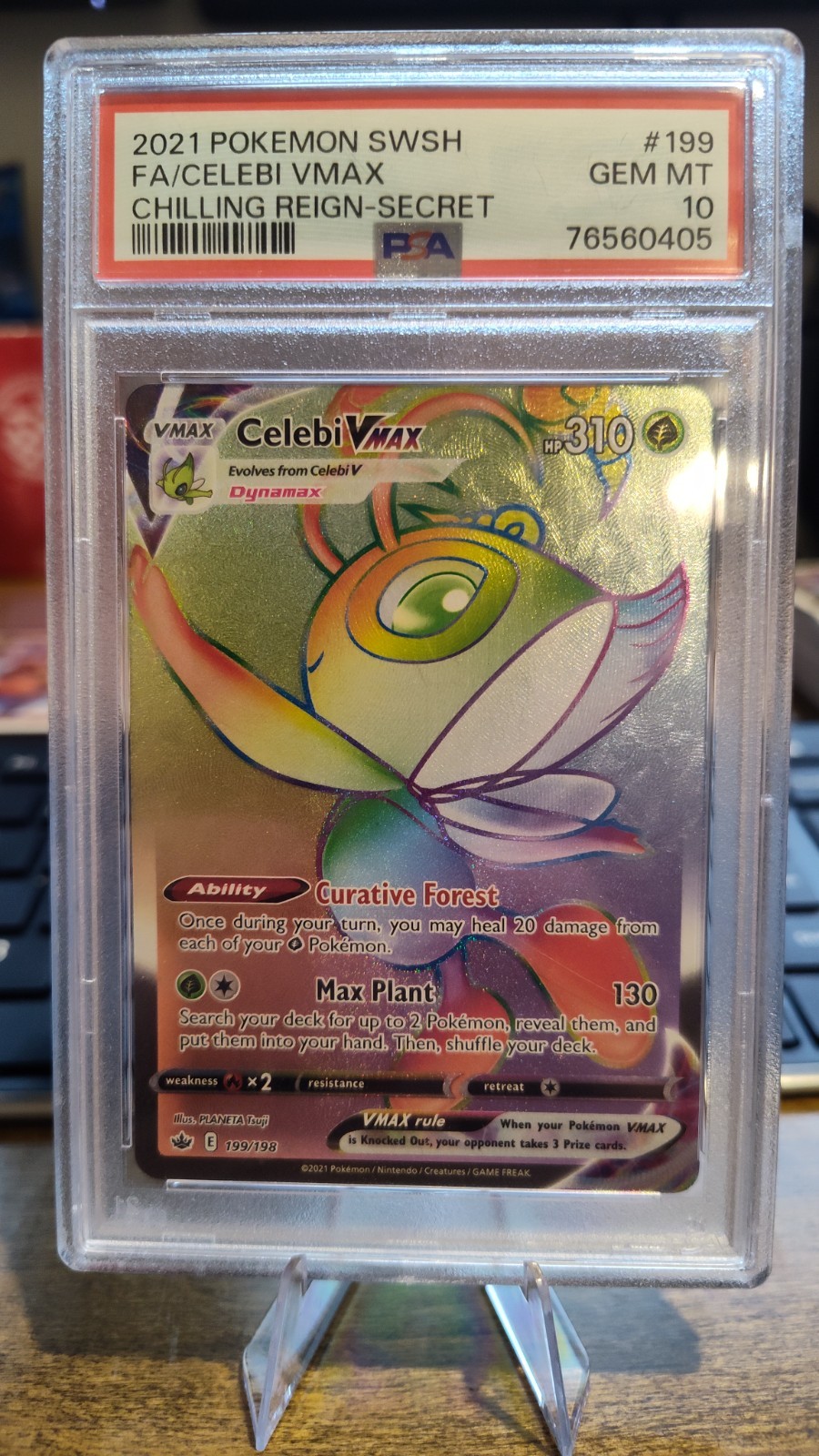 Celebi VMAX (Secret) 199/198 Swsh06: Sword & Shield - Chilling Reign Holo PSA 10