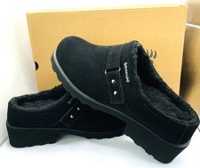 Bearpaw Women's Scottie Black Suede Faux Fur Lined Comfort Clogs Slippers US 9