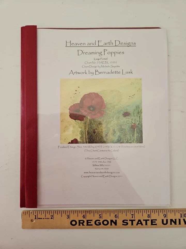 Heaven And Earth Designs DREAMING POPPIES Counted Cross Stitch Pattern 24p  - Image 2 of 4