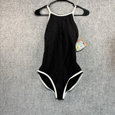 Women's Contrast Binding High Neck  Tummy Control Swimsuit Small