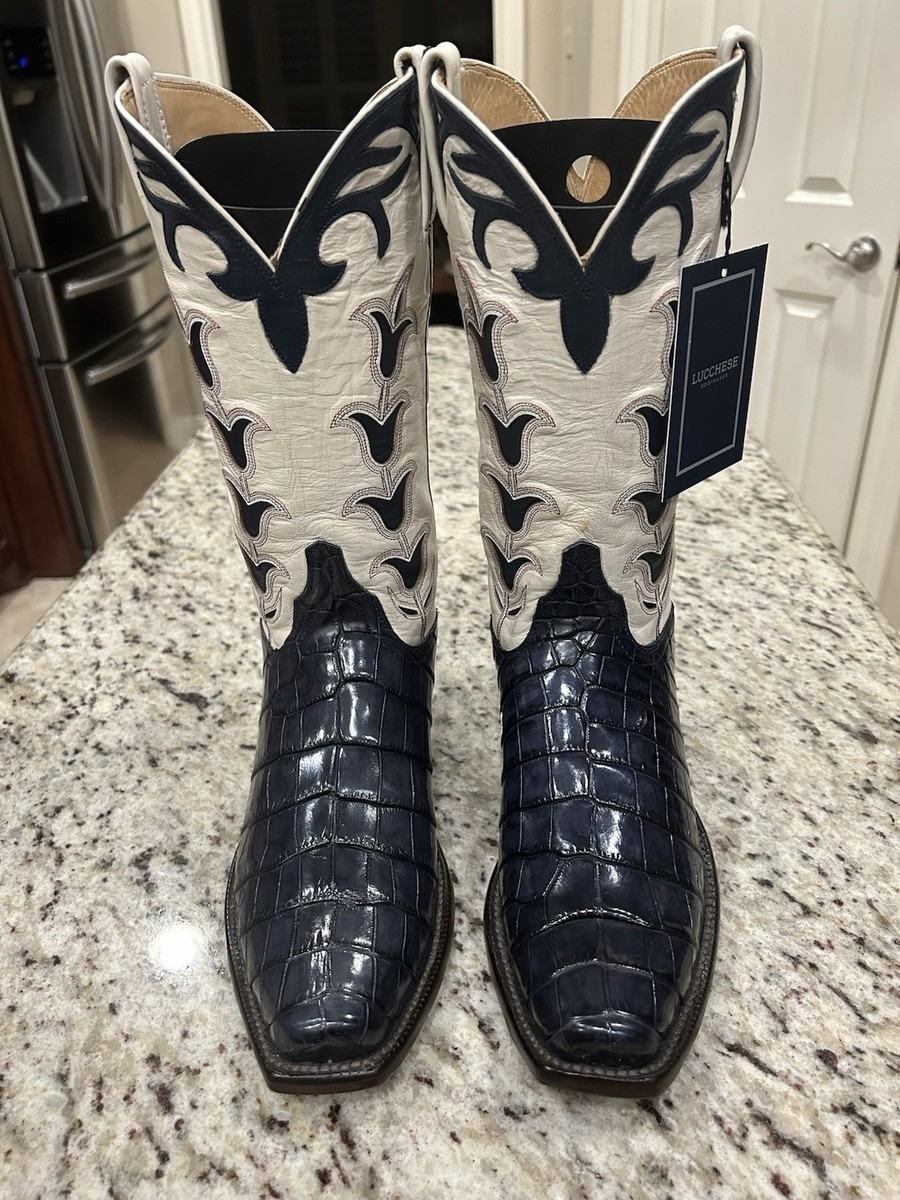 Lucchese Men's Size 9D GY Classics Navy Blue Nile Crocodile