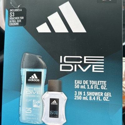 Adidas ICE DIVE 2 Pc Gift Set ~ Eau de Toilette 1.6 fl. oz. & 3-in-1 Shower Gel