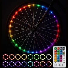 Bike Wheel Lights 2-Pack – LED Bicycle Wheel Lights with Remote Control, 17 Colo