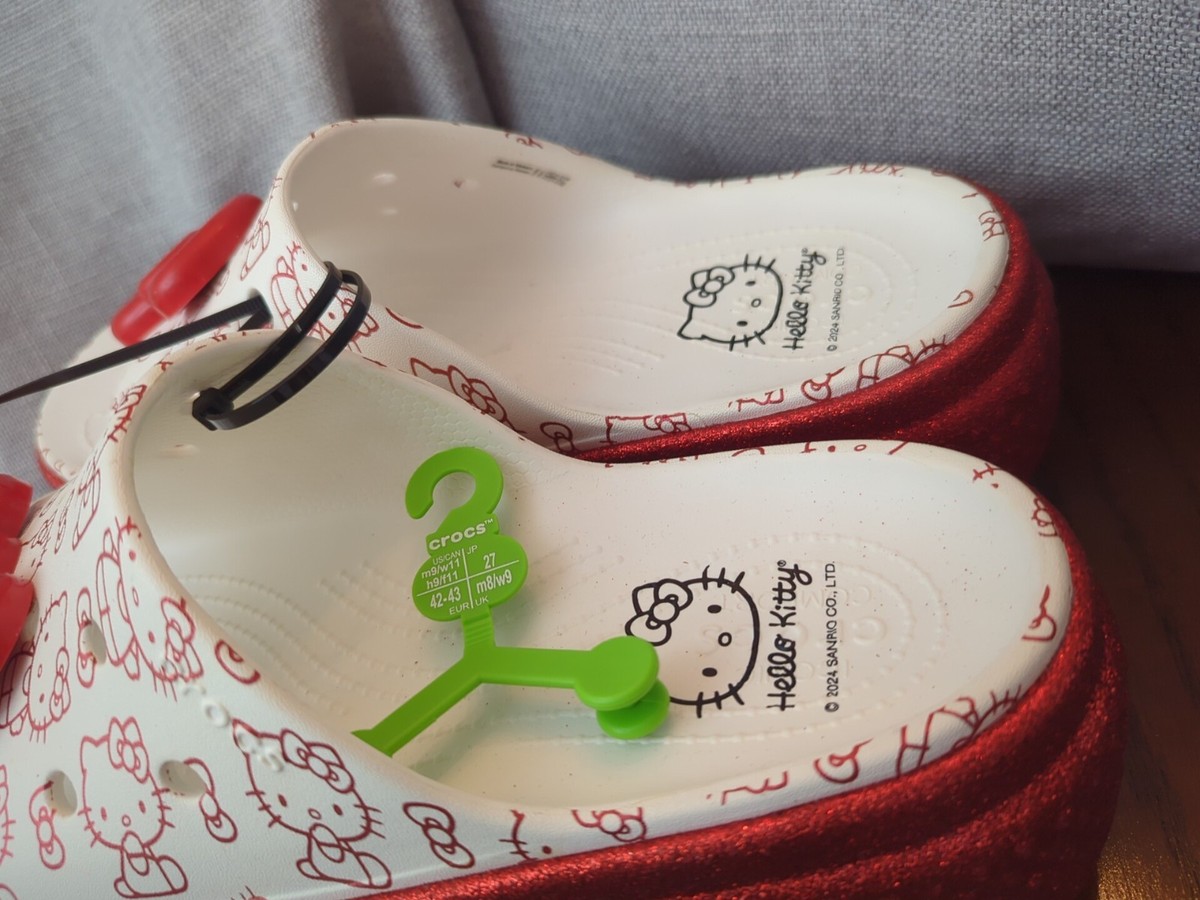 NEW Crocs Hello Kitty Stomp Slide Red White Women's Size 11