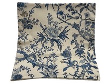 Chinoiserie Blue Ivory Floral Botanical Linen Throw Pillow Cover Home Decor 18  