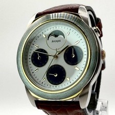 Montre SEIKO Avenue 7F39-6060 Phase de Lune Triple Calendrier Cadran Blanc